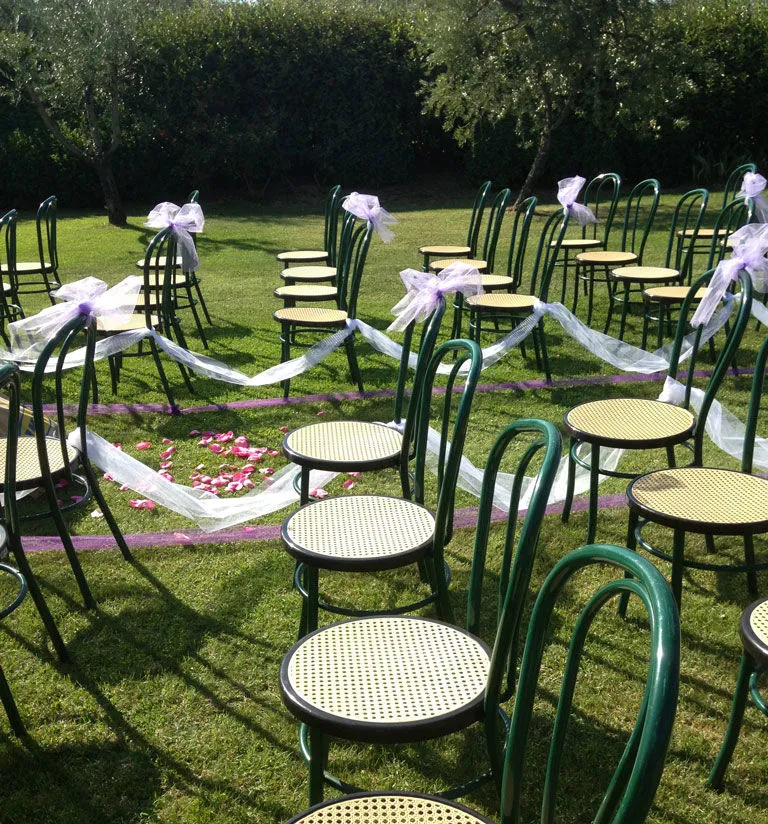 Outdoor ceremony area set up for guests
